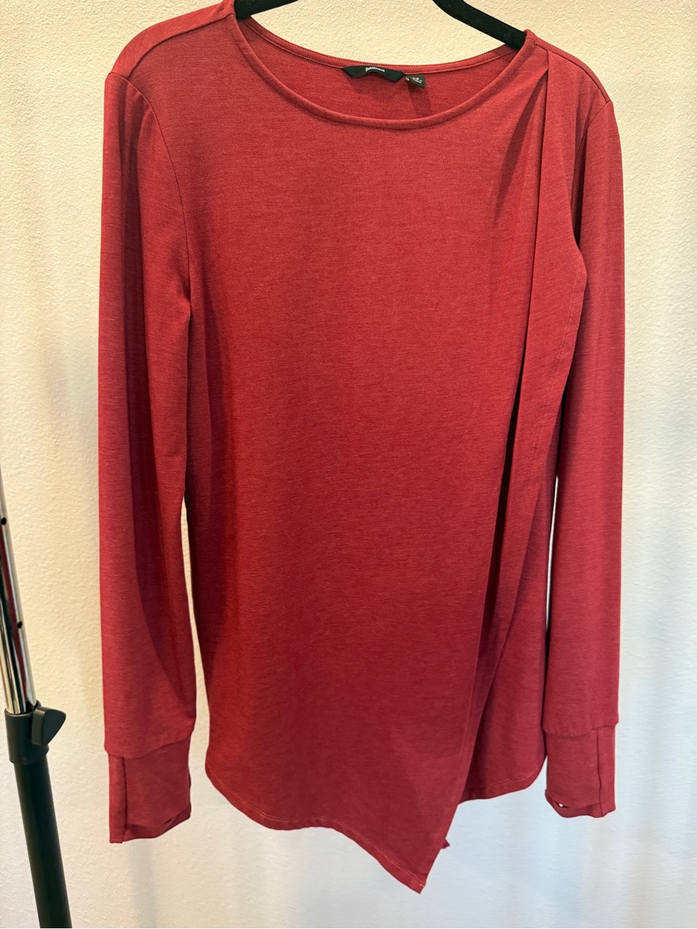Betabrand Burgundy Tempo Tunic Lagenlook Faux Wrap Thumbholes Soft